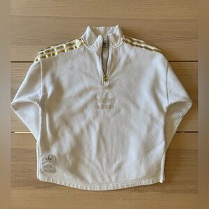 Adidas Trefoil White, Gold Metallic Sweatshirt